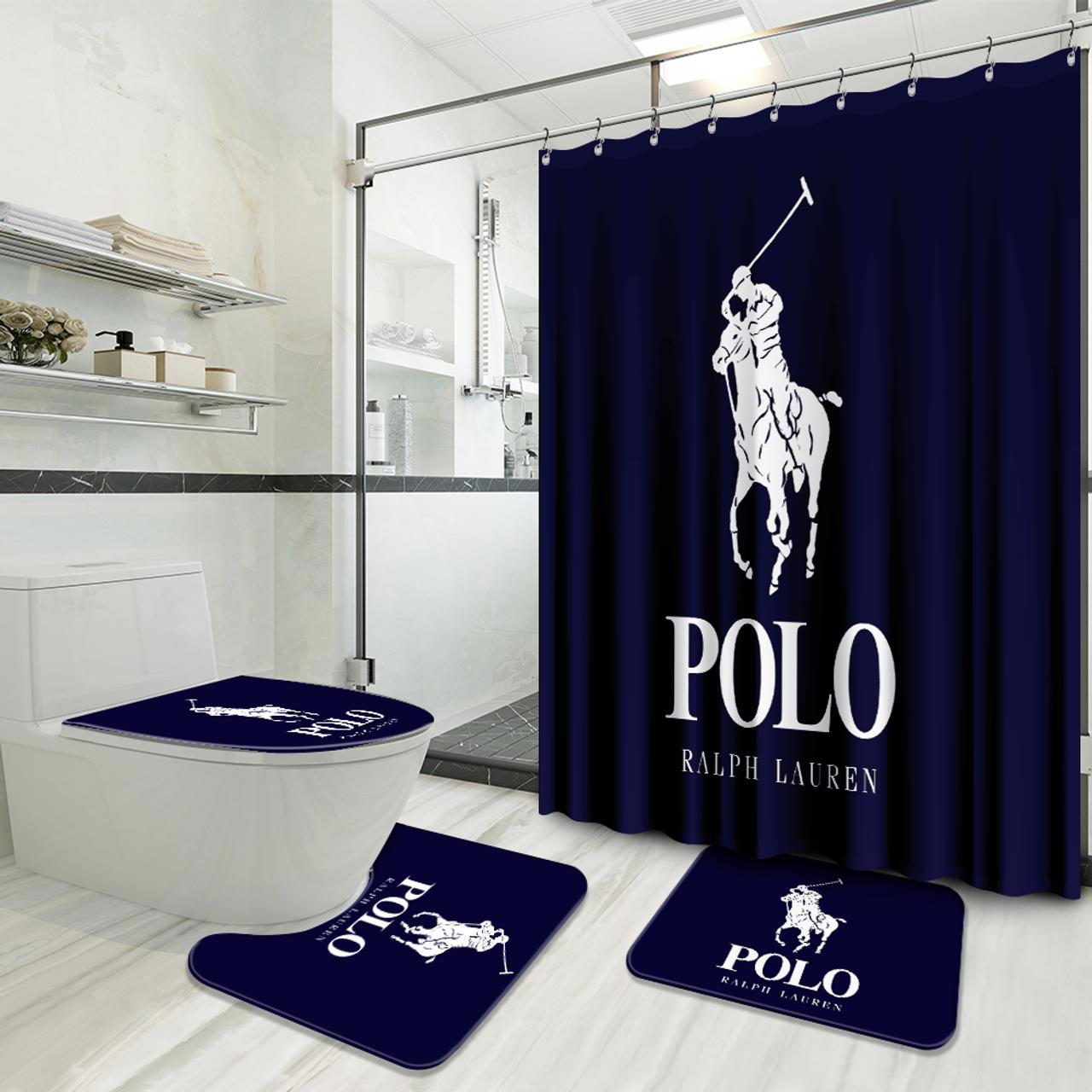 Ralph lauren fashion bathroom set luxury shower curtain bath rug mat home decor Bathroom Set