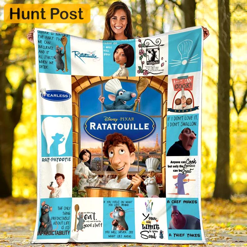 Ratatouille fleece blanket, ratatouille mouse blanket, alfredo linguini colette tatou, birthday gifts for kids, christmas gifts Quilt Blanket