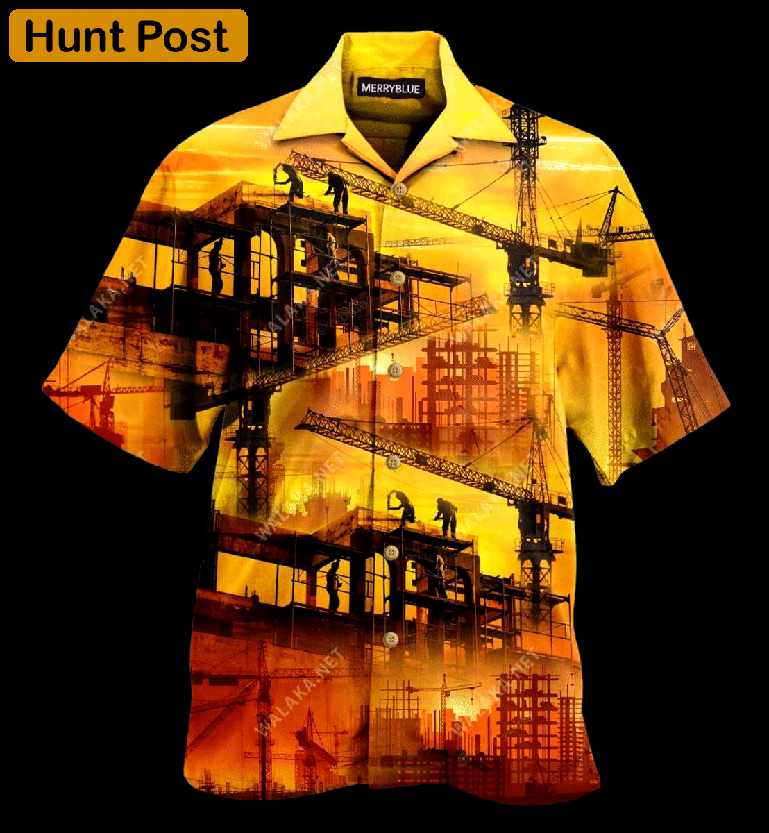 Real men control cranes orange unique design hawaiian shirt for men women Hawaii Shirt Shorts & Flip Flops