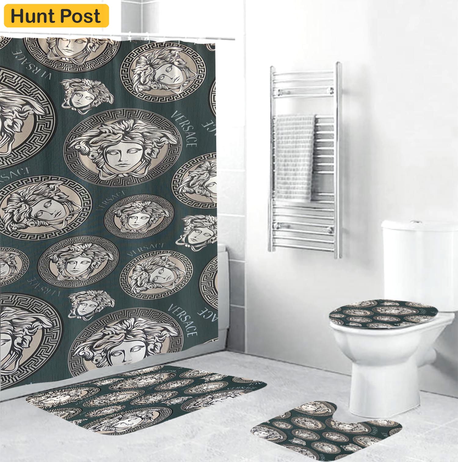 Rugs in living room and bedroom - Gianni versace bathroom set hot 2023 luxury shower curtain bath rug mat home decor 191 Bathroom Accessory Sets