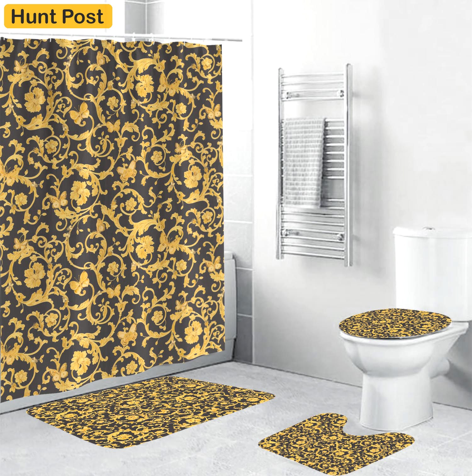 Rugs in living room and bedroom - Gianni versace royal bathroom set hot 2023 luxury shower curtain bath rug mat home decor 194 Bathroom Accessory Sets
