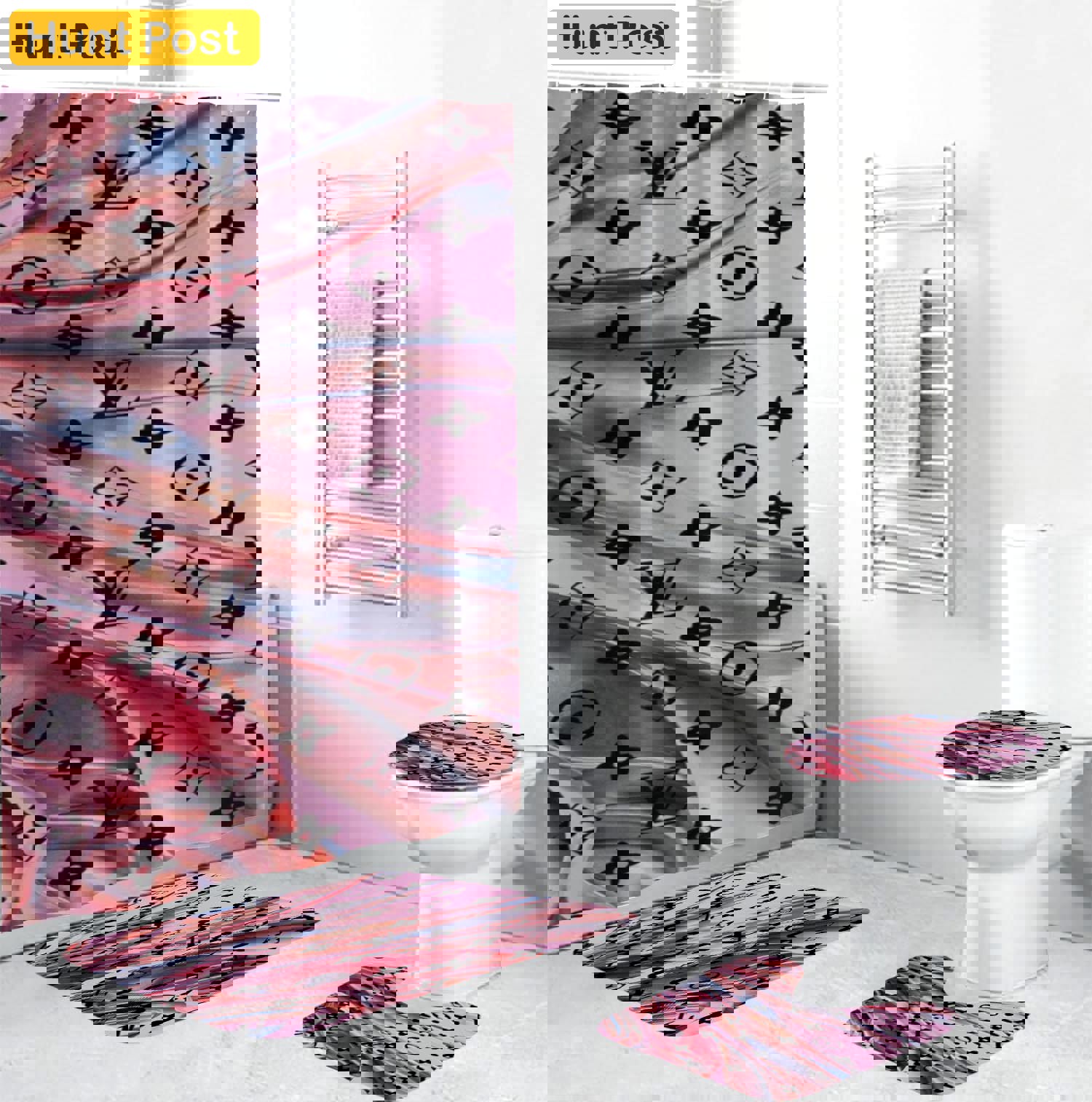 Rugs in living room and bedroom - Louis vuitton lv monogram bathroom set hot 2023 luxury shower curtain bath rug mat home decor 116 Bathroom Accessory Sets