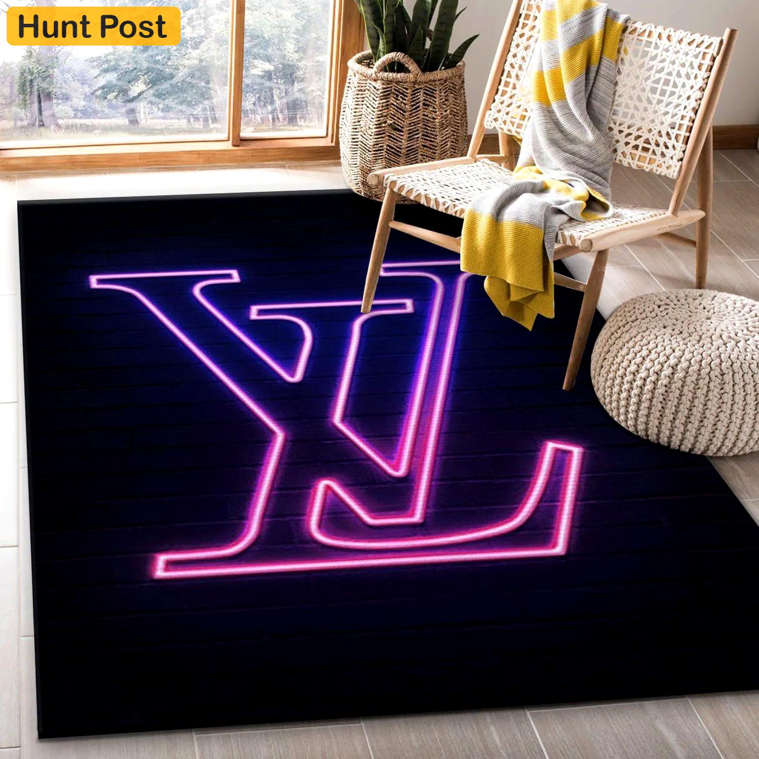 Rugs in living room and bedroom - Louis vuitton neon rectangle rug living room rug carpet christmas gift floor mats keep warm in winter Rectangle Rug