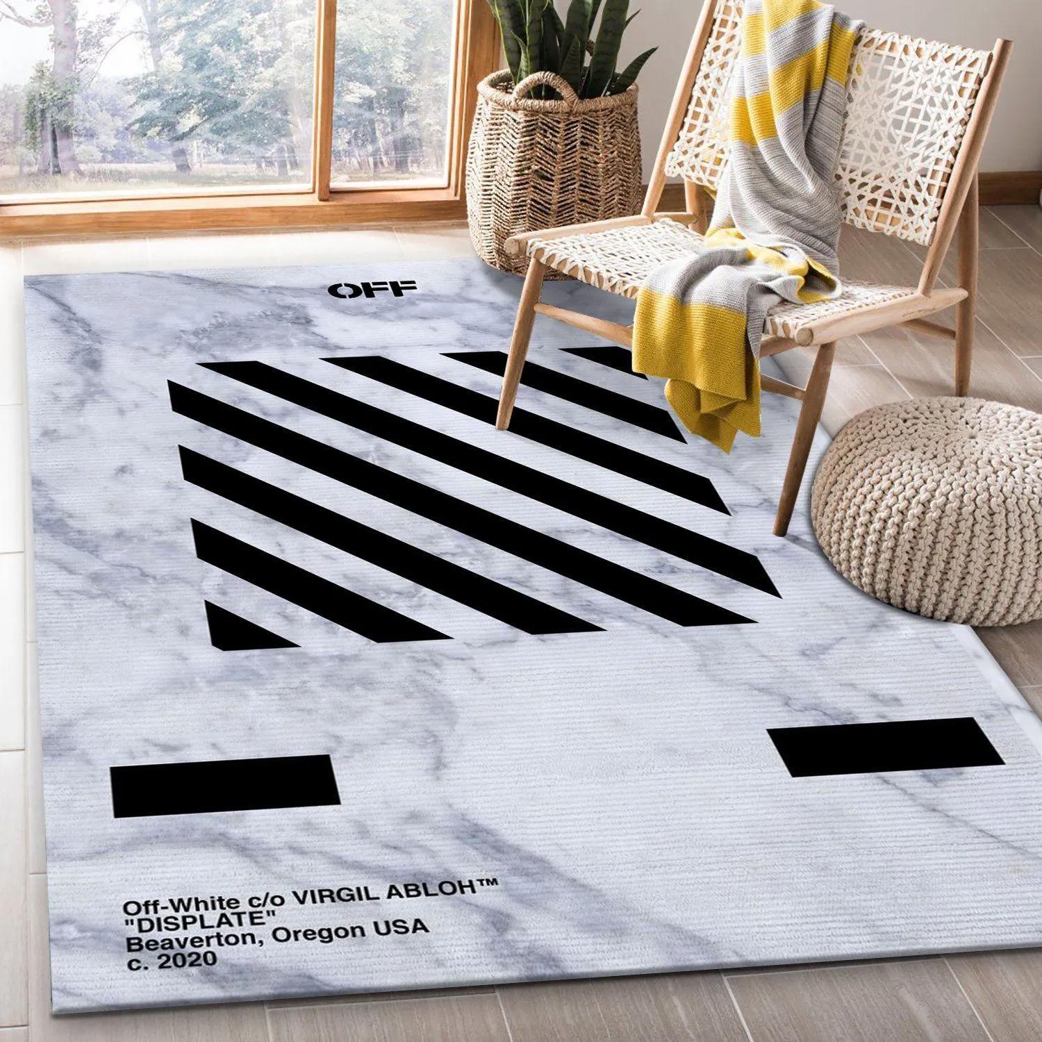 Rugs in living room and bedroom - Off-white black marmor area rug living room rug floor decor home decorations Rectangle Rug