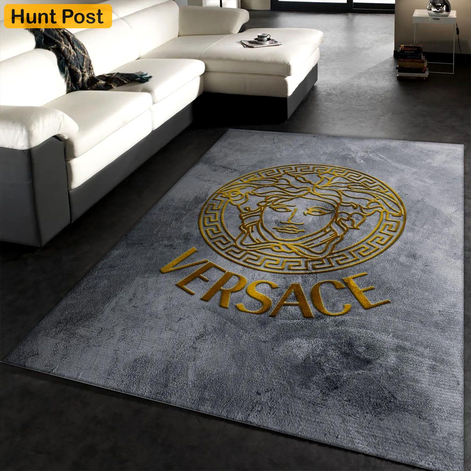 Rugs in living room and bedroom - Versace rectangle rug fashion brand rug christmas gift us decor Rectangle Rug