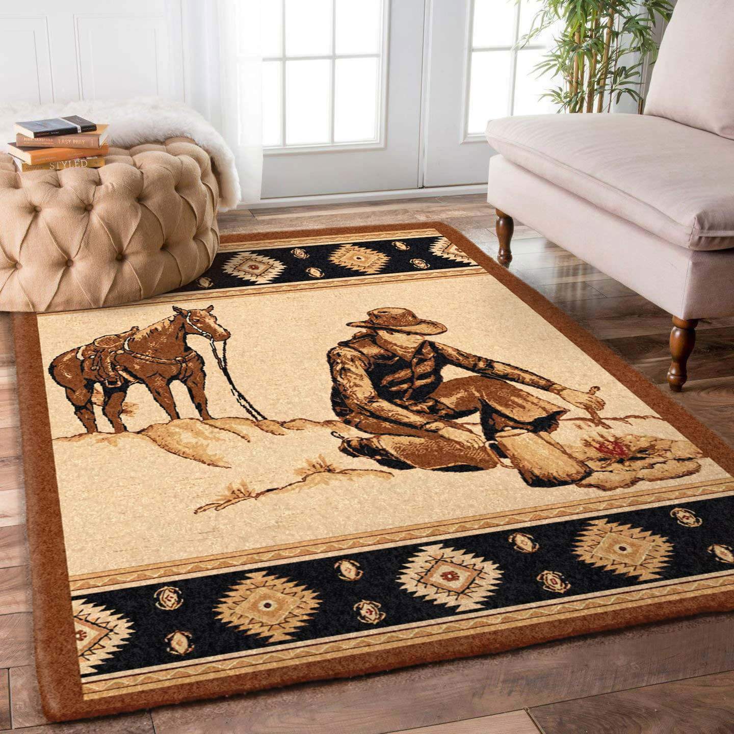Rugs in living room and bedroom cowboy limited edition Rectangle Rug