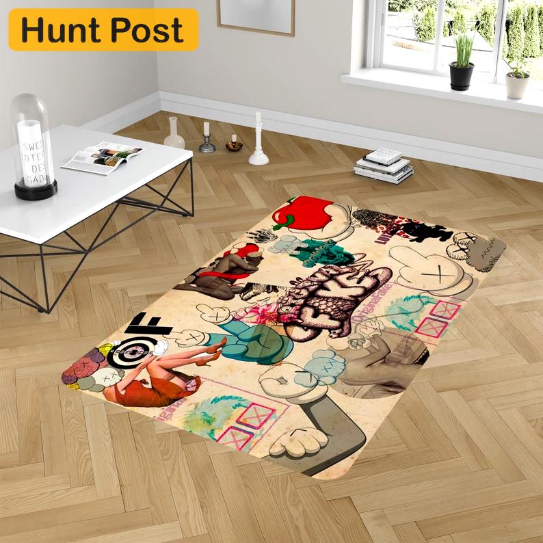 Rugs in living room and bedroom kaw retro rug - kaw area rug - boy room decor- kaw rug- kaw carpet- kaw rug for boy- hypebeast kaw rug- boyfriend lover gift- kaw decor Rectangle Rug