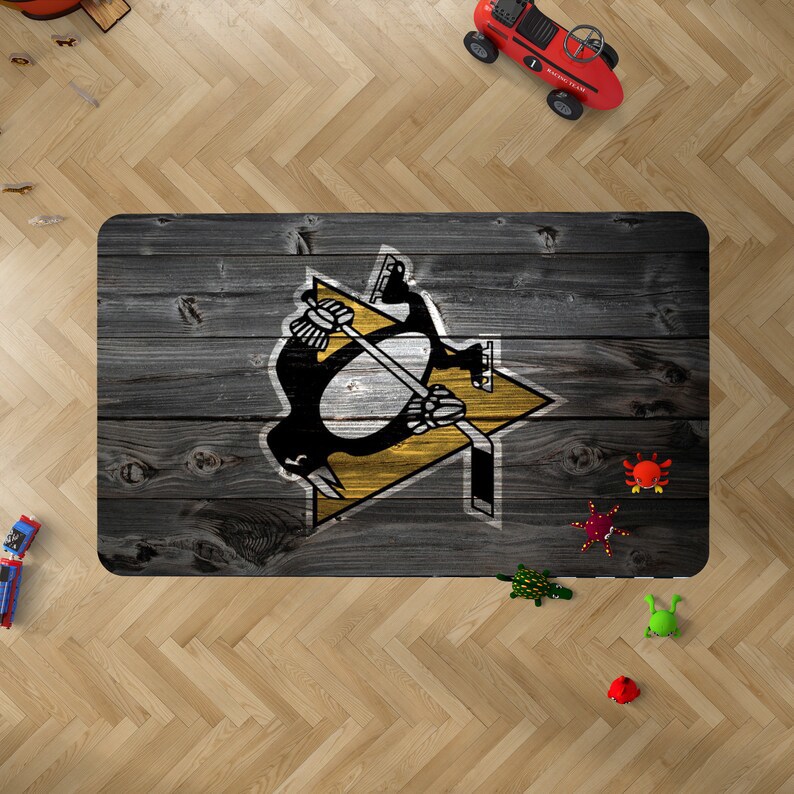 Rugs in living room and bedroom pittsburgh penguins rug - grey wooden style nice gift - wall decor man cave- fathers day gift- rectangle area rug- indoor outdoor rug Rectangle Rug