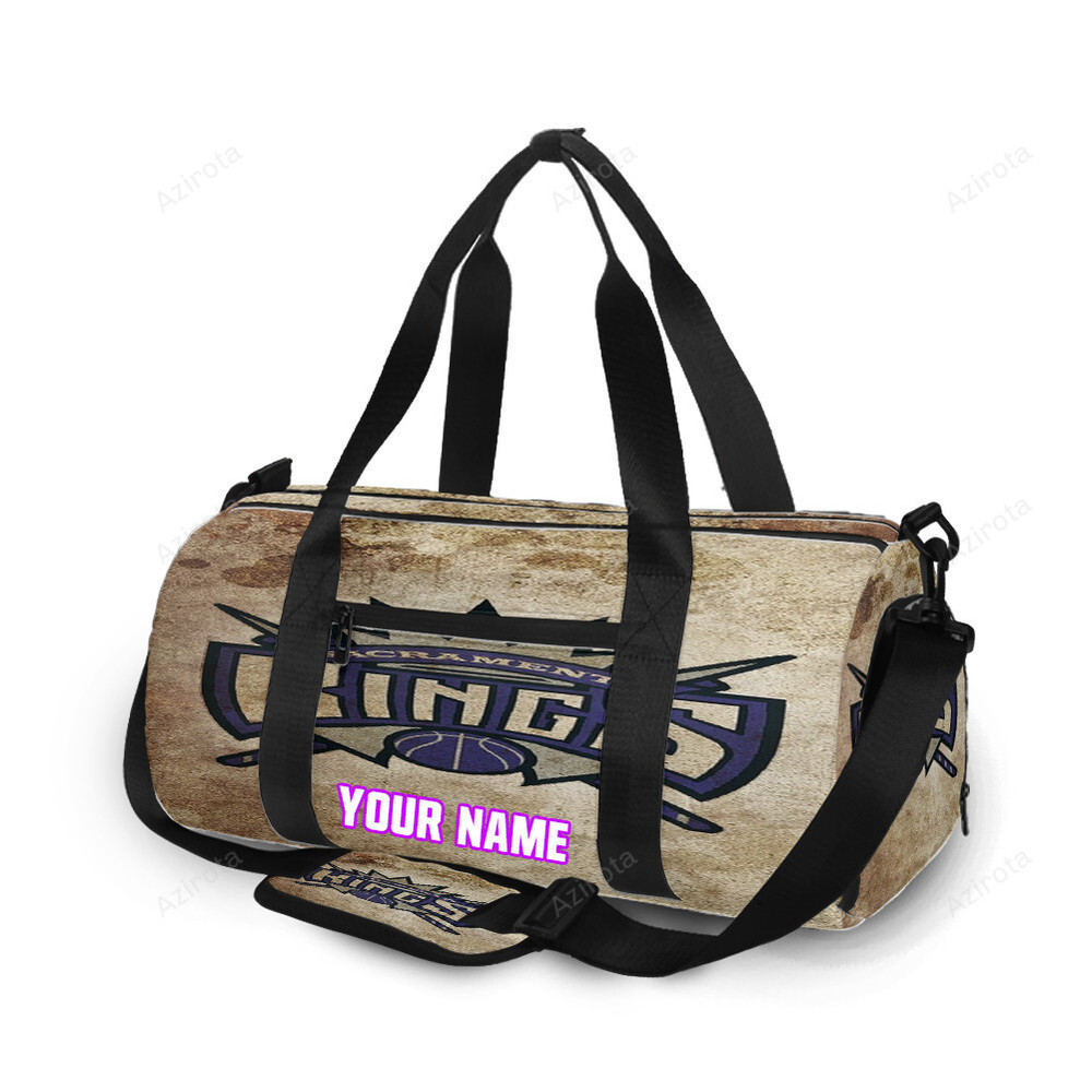 Sacramento kings emblem texture vintage personalized name travel bag gym bag 2312 Travel Bag