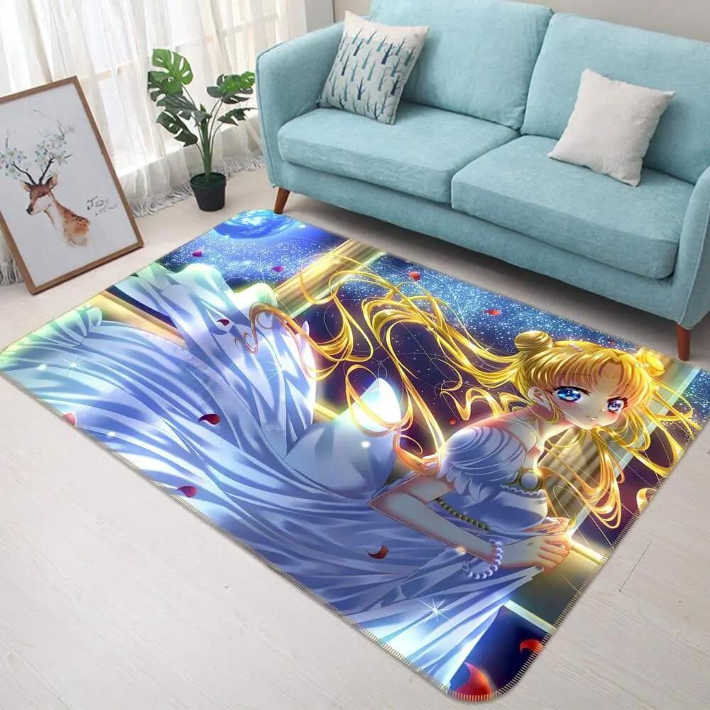 Sailor moon anime 5 area rug living room and bed room rug rug regtangle carpet floor decor home decor Rectangle Rug