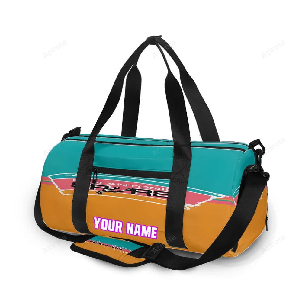 San antonio spurs blue yellow pink personalized name travel bag gym bag 2264 Travel Bag