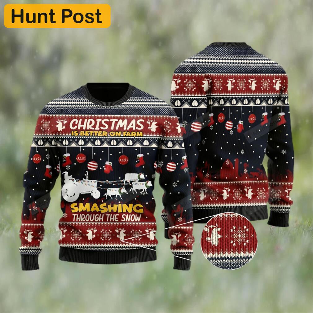 Santa claus with reindeer cow for unisex ugly christmas sweater Christmas Ugly Sweater