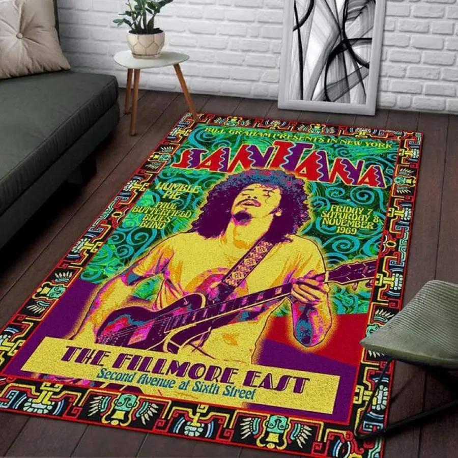 Santana at the fillmore east 1969 home field area rug living room rug Rectangle Rug