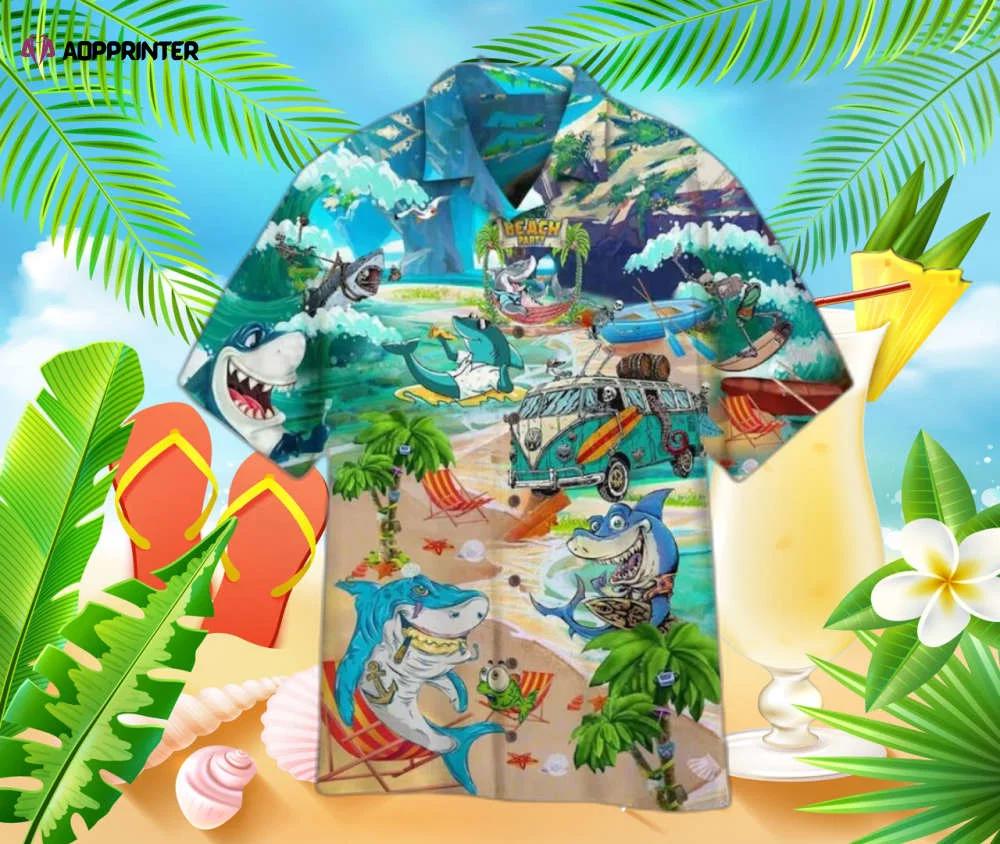 Shark 3d animal print hawaiian shirt, fashionable button short sleeve streetwear for men Hawaii Shirt