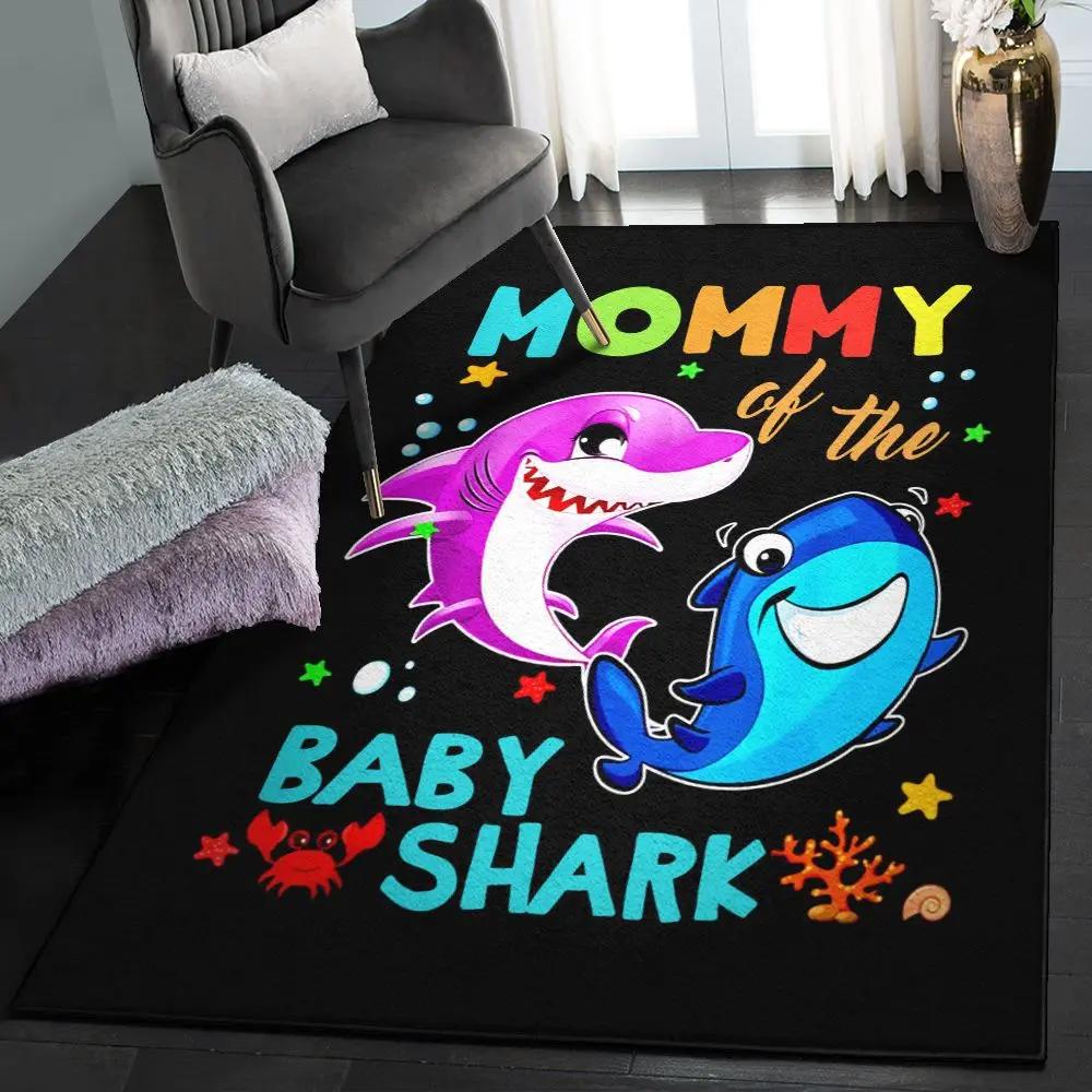 Shark modern rugs, mommy of the baby shark birthday mommy shark gs cl rug Rectangle Rug