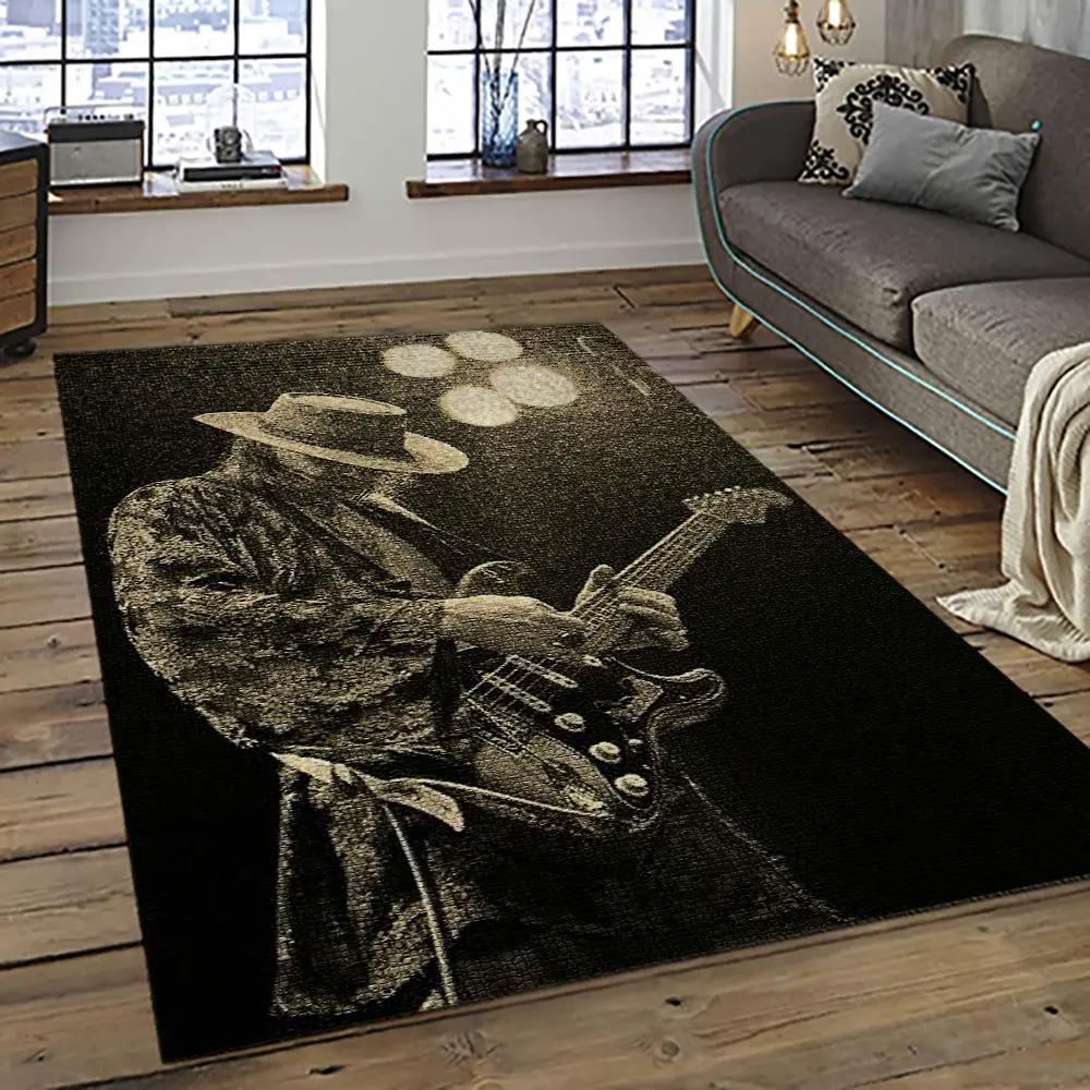 Singer stevie ray vaughan music carpet rectangle area rug for living room bedroom decor srv39 Rectangle Rug