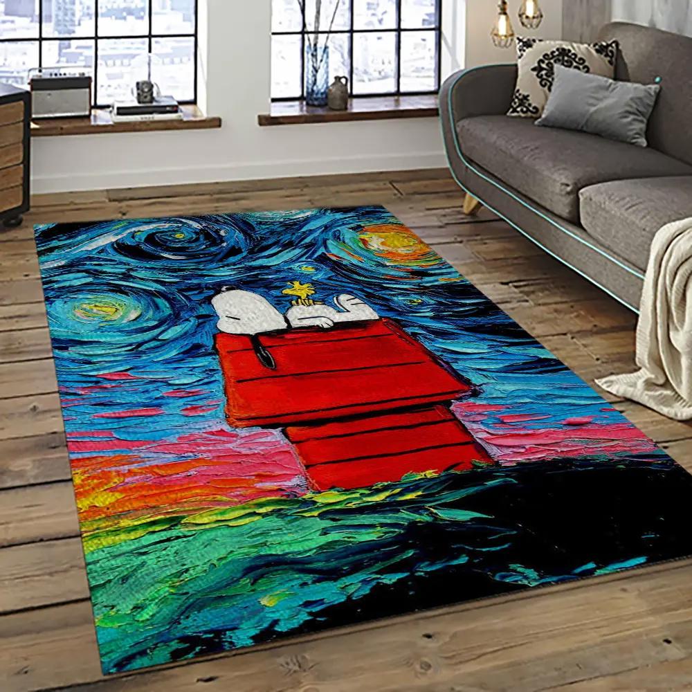 Snoopy cartoon movie carpet rectangle area rug for living room bedroom decor snp8 Rectangle Rug