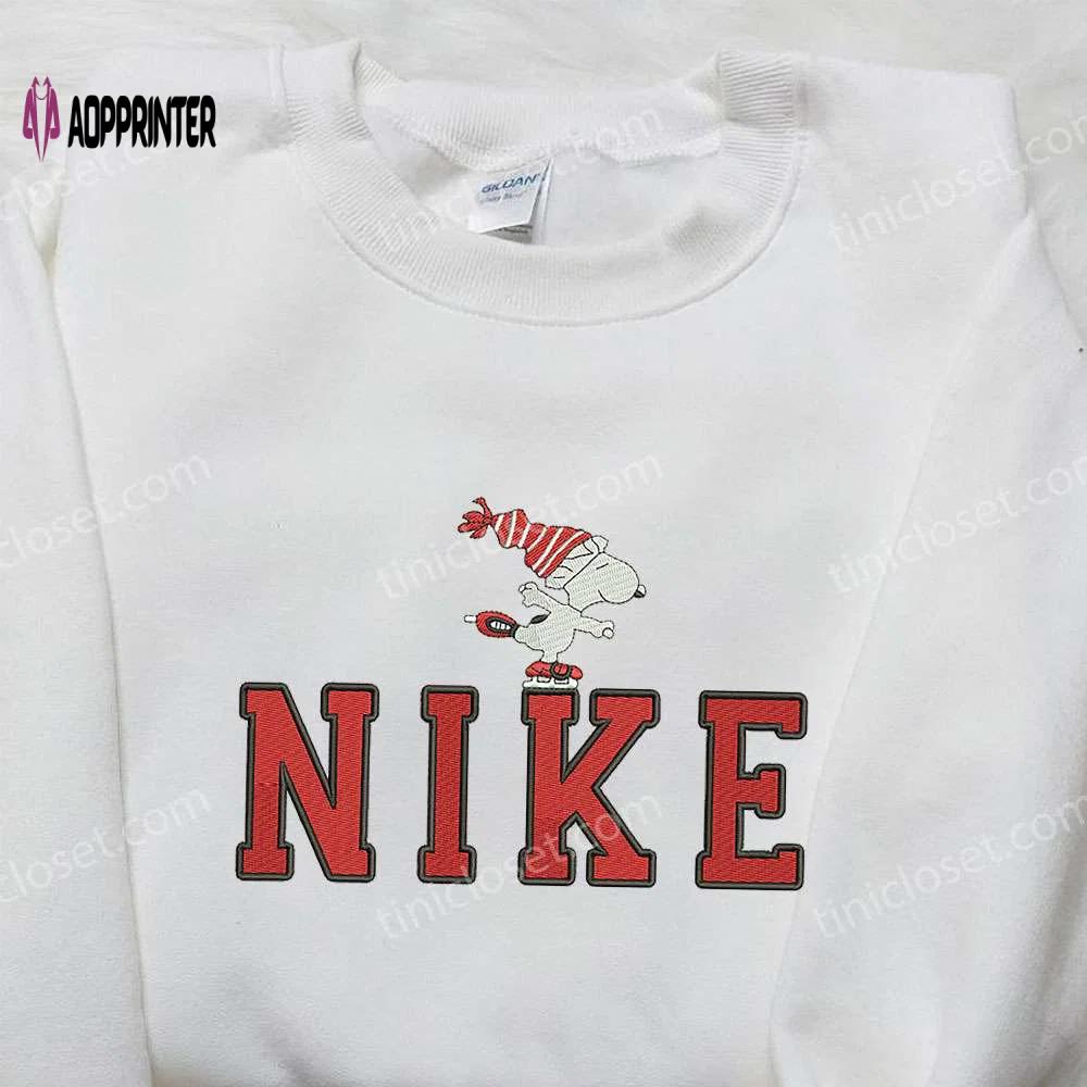 Snoopy ski x nike embroidered sweatshirt: best christmas gift nike inspired shirt Embroidered Shirt