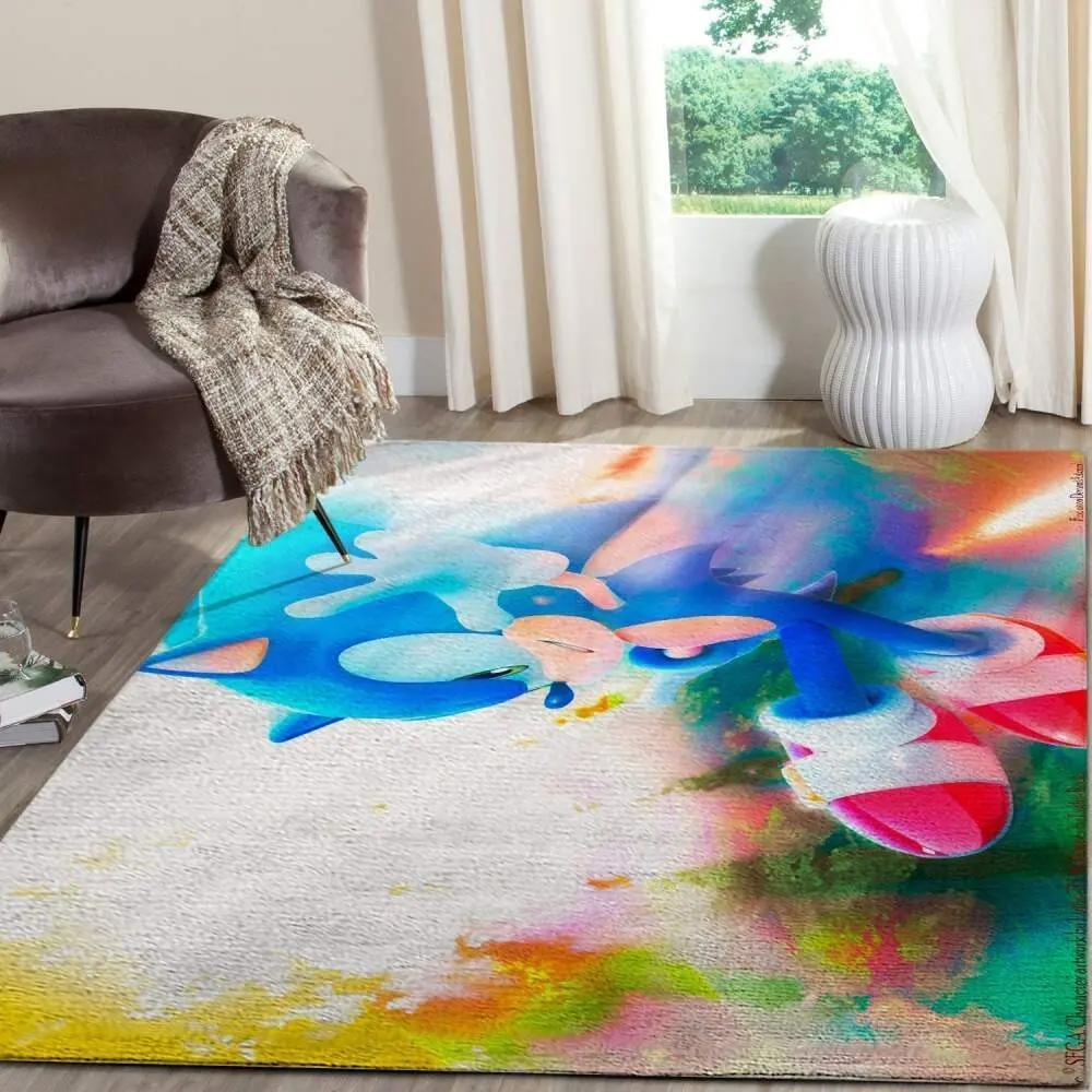 Sonic the hedgehog area rug gaming carpet gamer living room rugs rug regtangle carpet floor decor home decor v985 Rectangle Rug