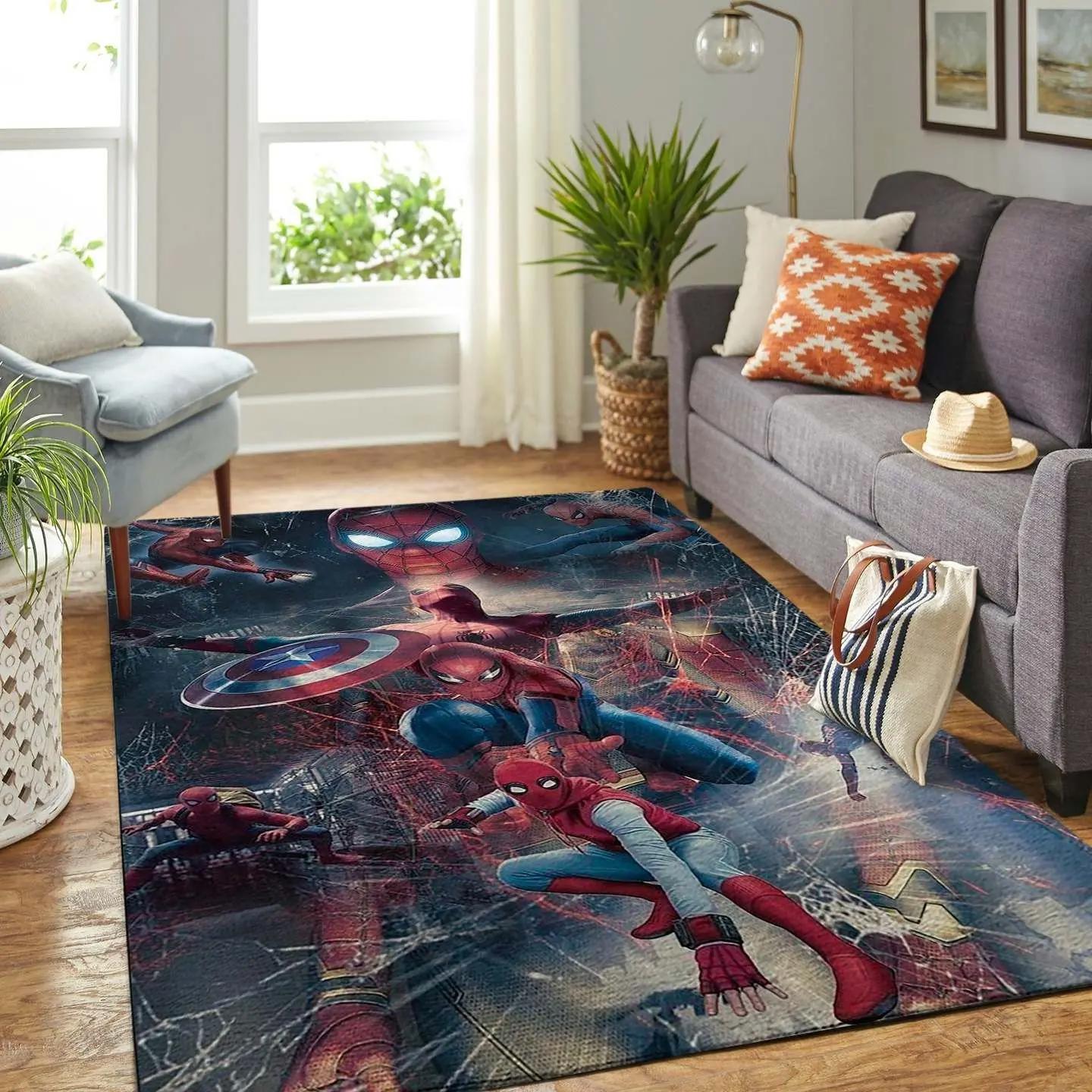 Spider man area rug living room rug home decor marvel superhero floor decor Rectangle Rug