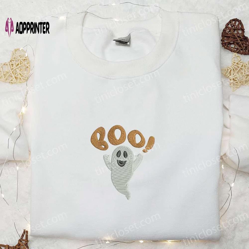 Spooky boo ghost embroidered shirt – best halloween gift for family Embroidered Shirt