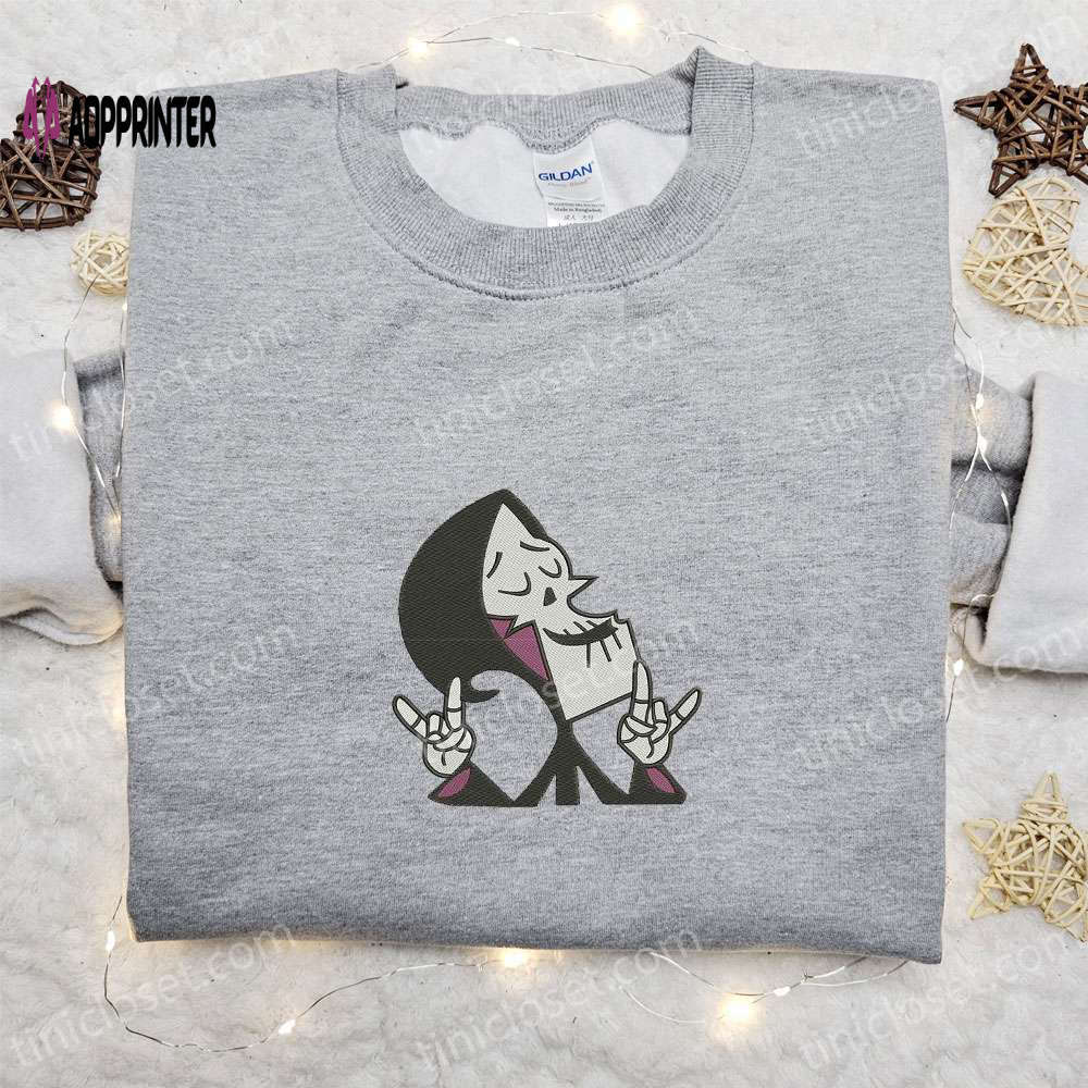 Spooky grim smile ghost embroidered shirt – perfect halloween gift for family spirit halloween t-shirts Embroidered Shirt