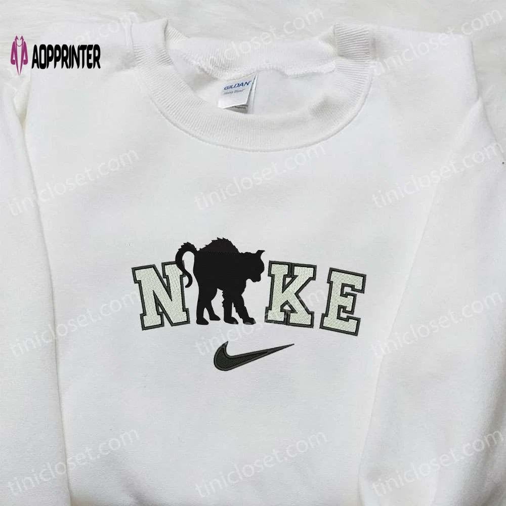 Spooky nike x scary halloween cat sweatshirt – perfect gift for halloween lovers Embroidered Shirt