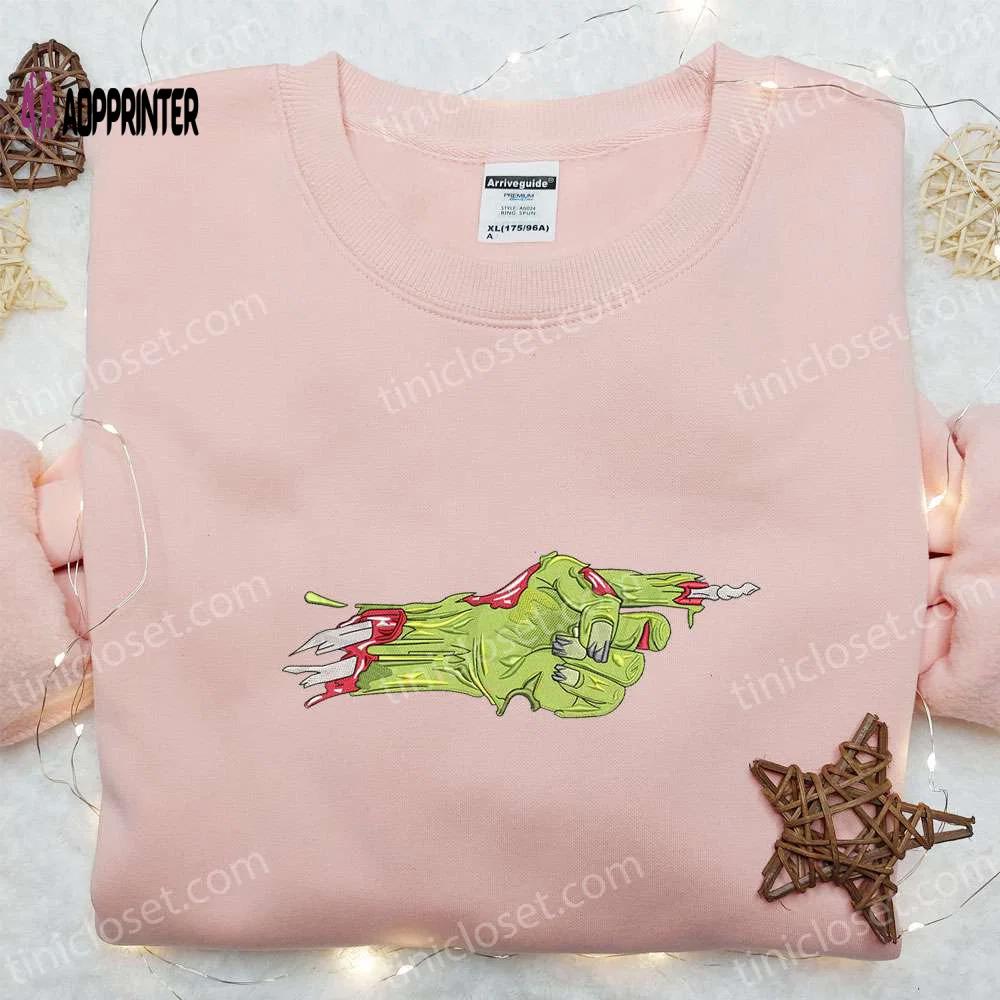 Spooky pointing finger zombie hand embroidered sweatshirt: best halloween gift idea Embroidered Shirt