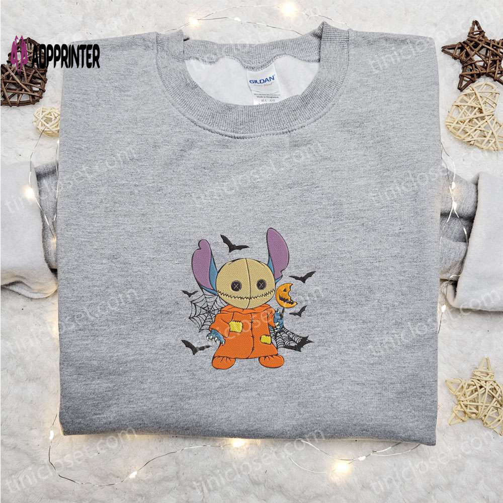Spooky stitch sam trick or treat shirt & disney characters hoodie – best halloween gift ideas Embroidered Shirt