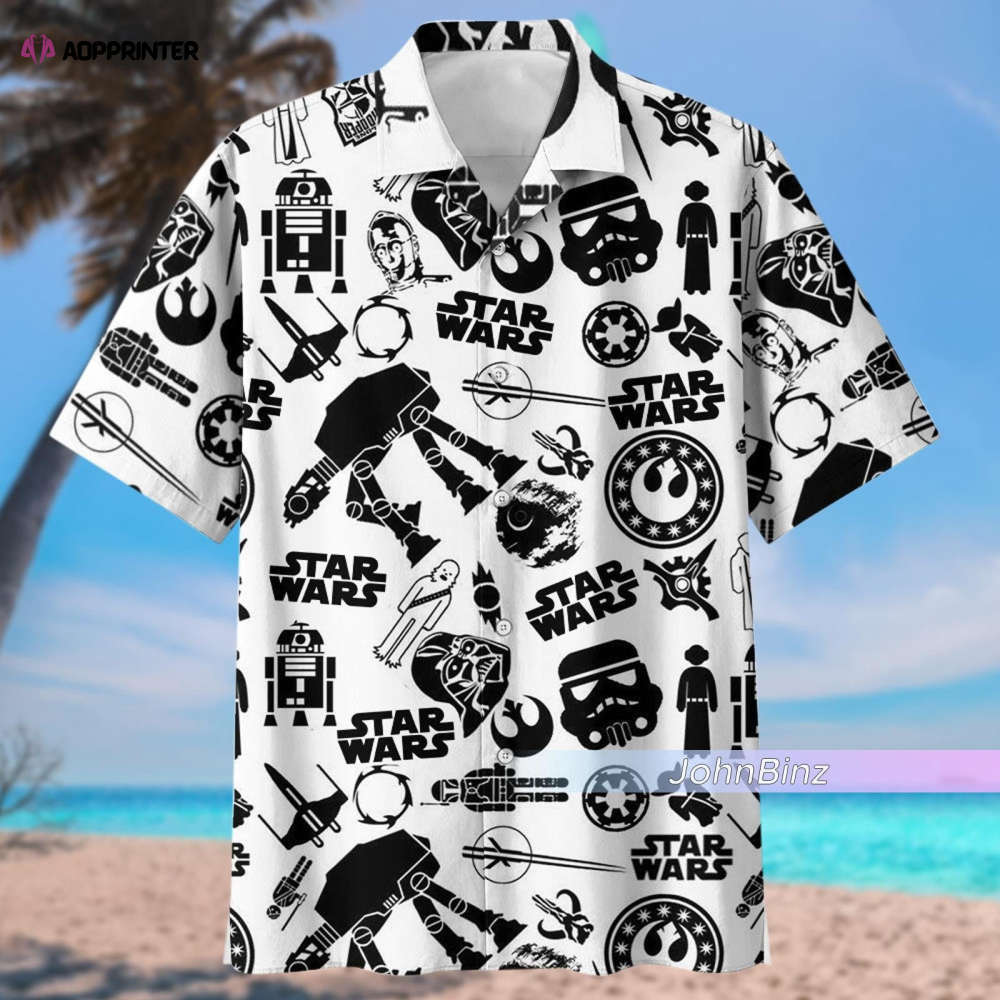 Star wars hawaiian shirt: white button down summer beach & vacation gift for men – unisex s-5xl Hawaii Shirt