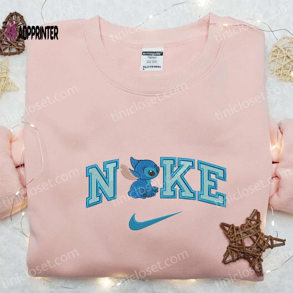 Stitch x nike cartoon embroidered sweatshirt: best gift idea for family nike inspired hoodie Embroidered Shirt