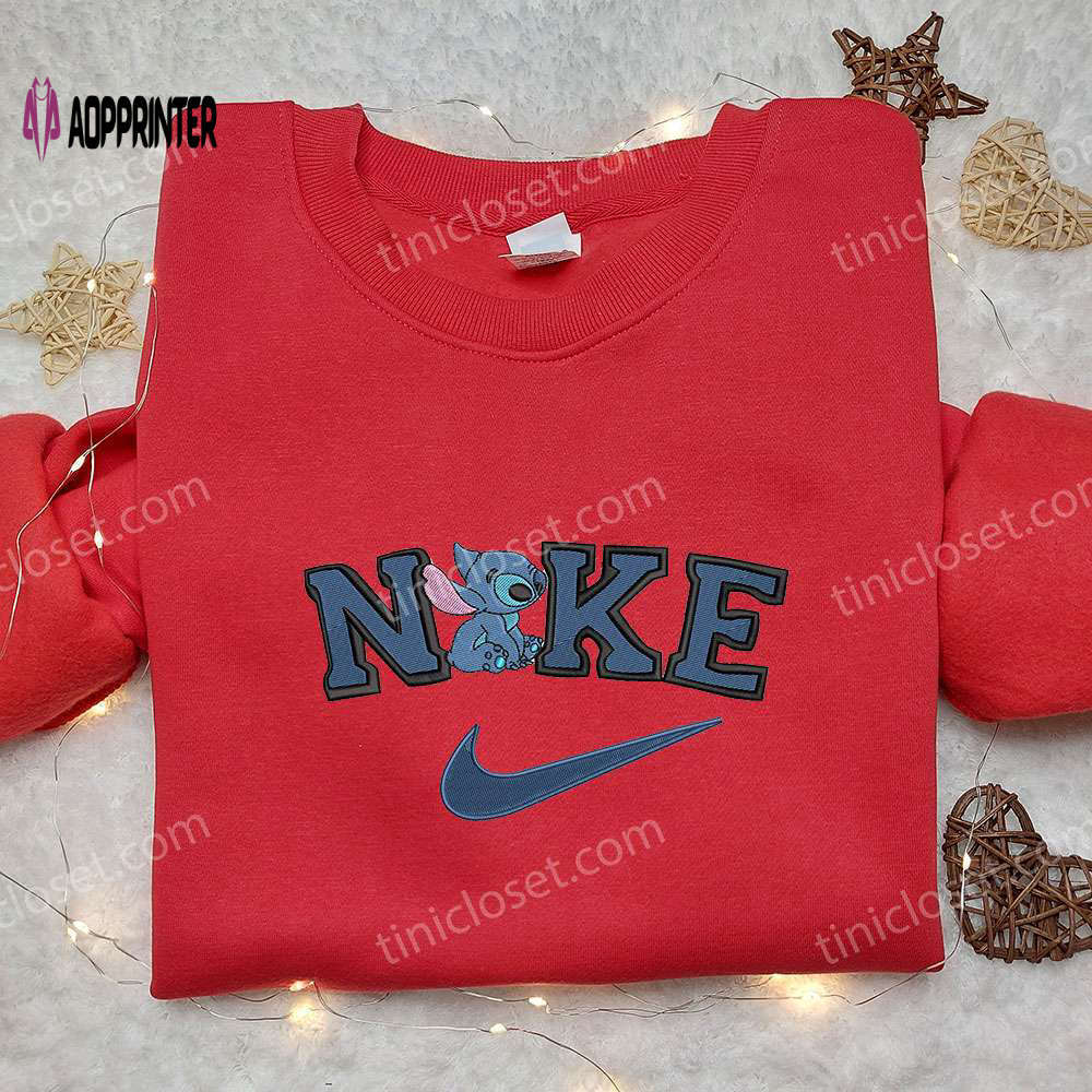 Stitch x nike embroidered sweatshirt – nike inspired shirt perfect family gift Embroidered Shirt