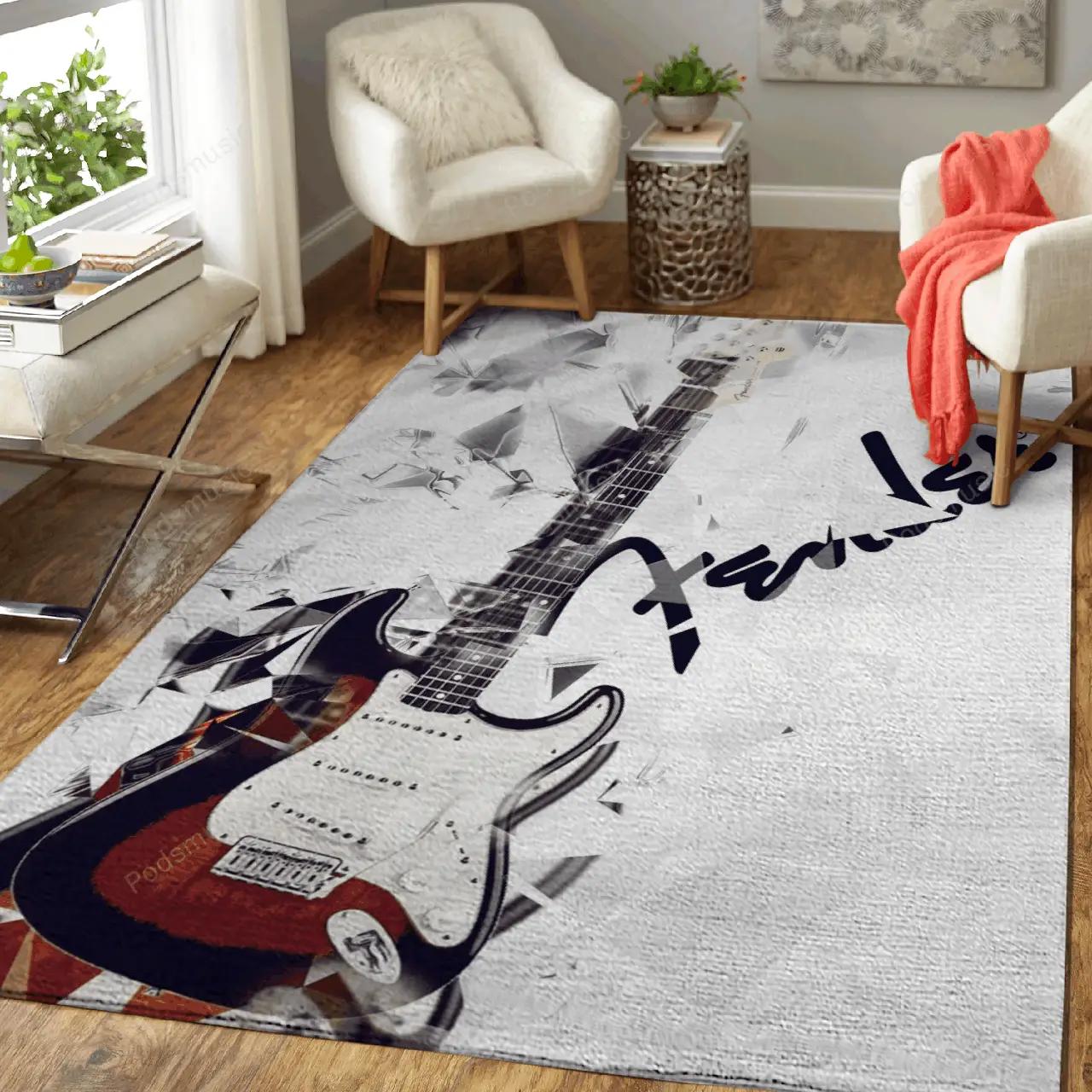 Stratocaster guitar 3 music art studio art for fans area rug living room carpet rug regtangle carpet floor decor home decor Rectangle Rug