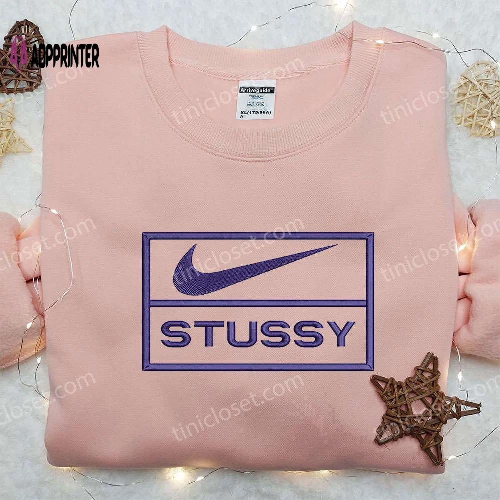 Stussy x nike embroidered hoodie & shirt set – best family gift Embroidered Shirt
