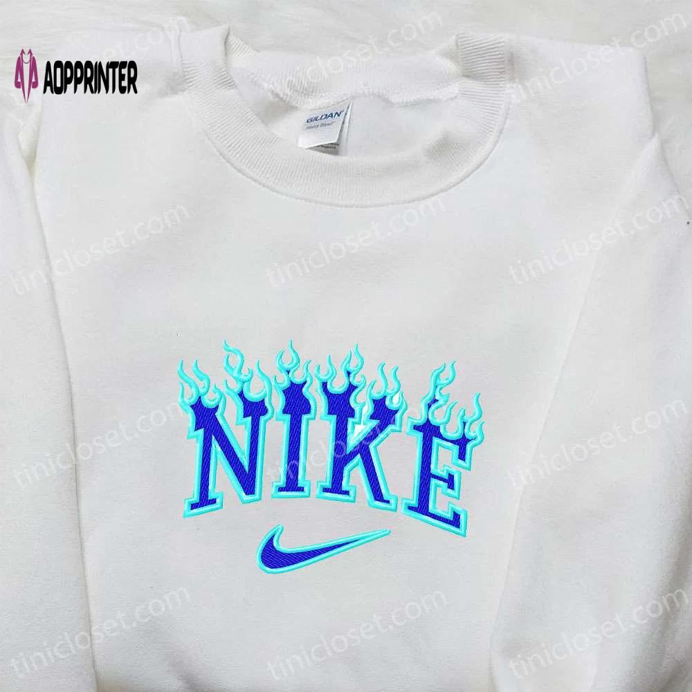 Stylish blue fire x nike embroidered shirt – perfect family gift Embroidered Shirt