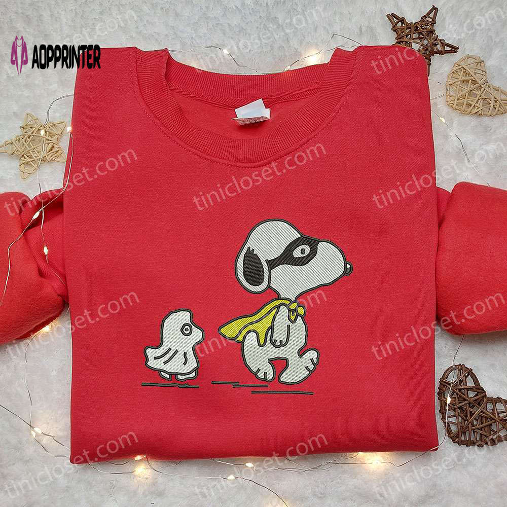 Super snoopy embroidered t-shirt & peanuts cartoon hoodie: best family gift ideas Embroidered Shirt