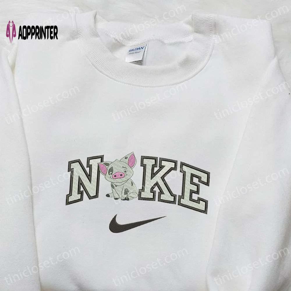 Swoosh x pig anime embroidered shirt: animal inspired nike t-shirt Embroidered Shirt