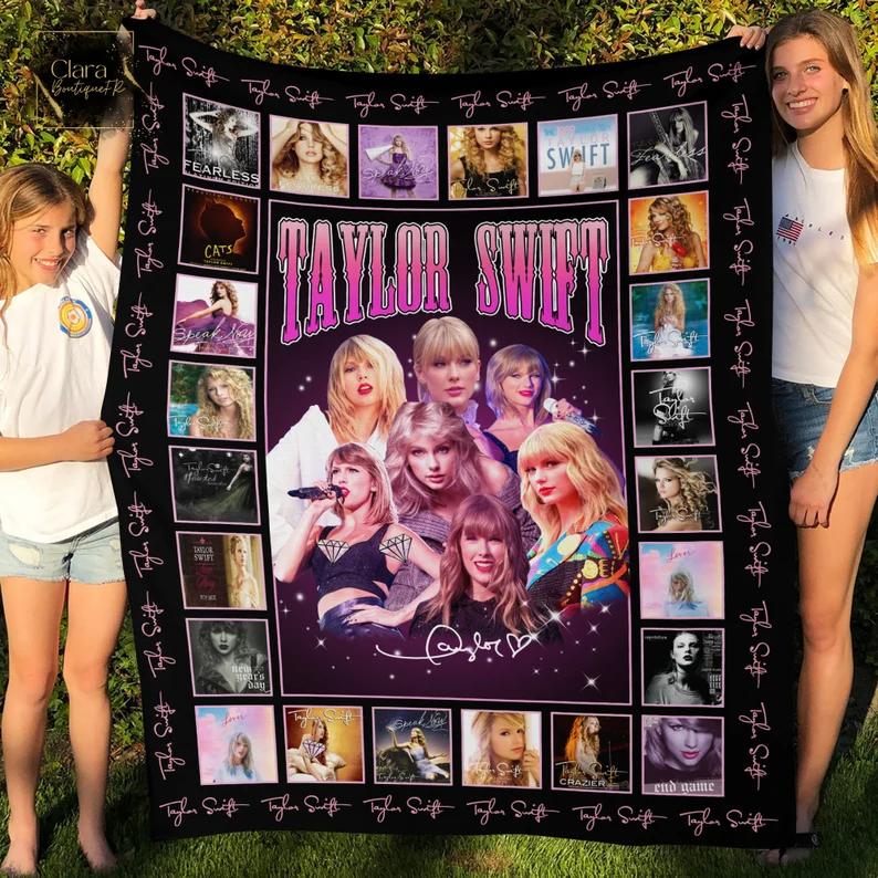Taylor swift inspired fleece blanket, mink sherpa blanket, taylor swift blanket, taylor swift fans quilt, taylor swift lovers gift Quilt Blanket