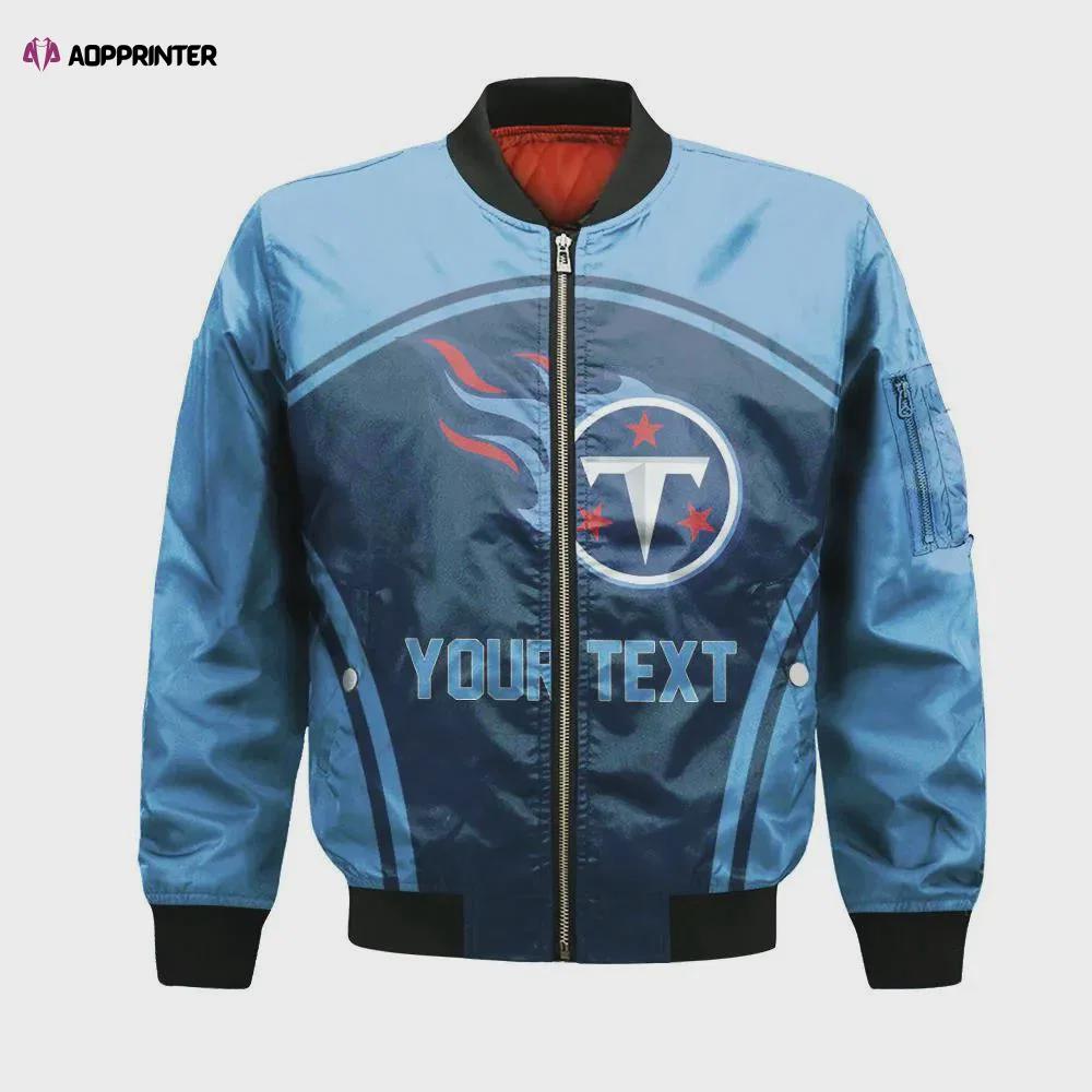Tennessee titans bomber jacket 3d printed custom text and number curve style sport Bomber Jacket
