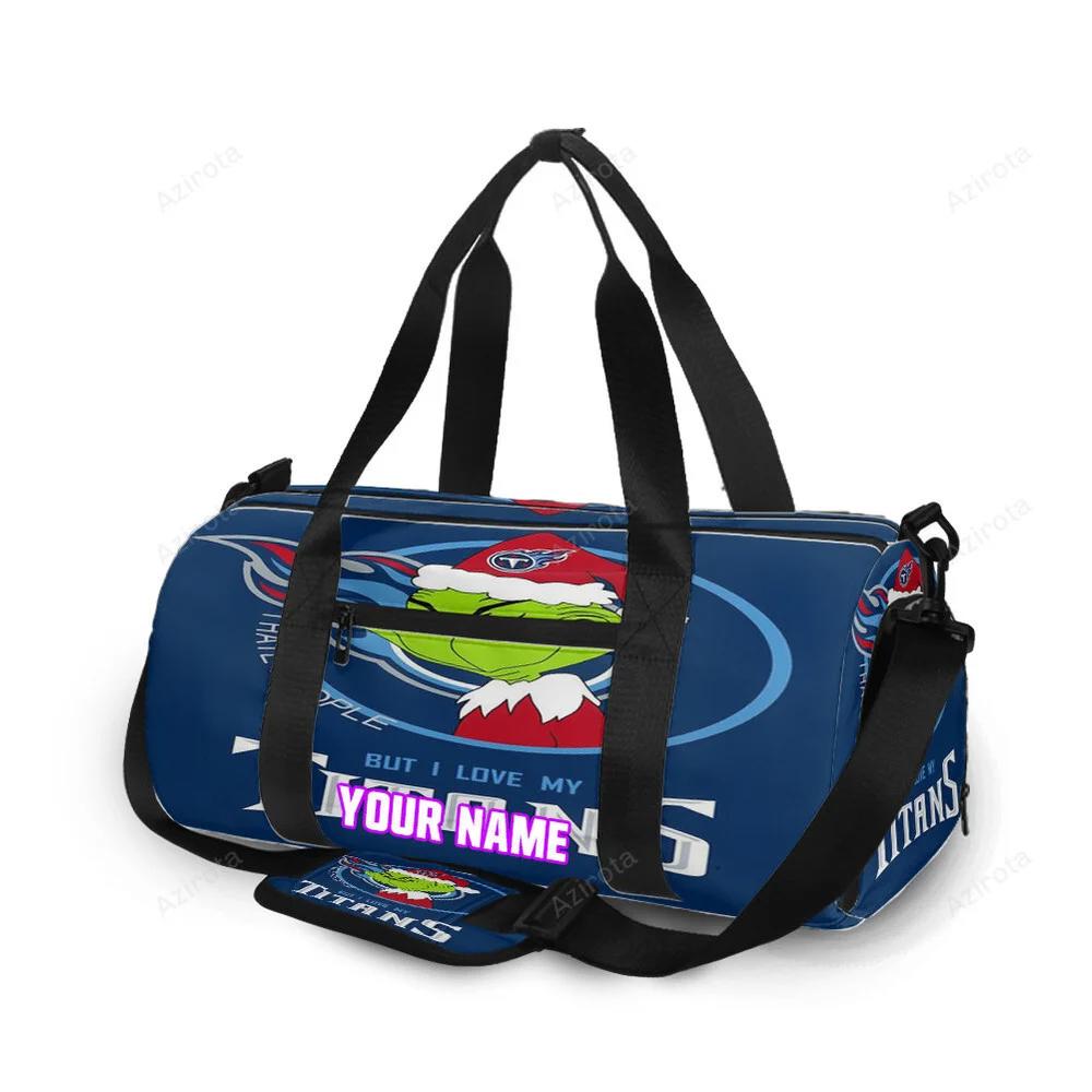 Tennessee titans grinch i hate people but i love my titans personalized name travel bag gym bag 1959 Travel Bag