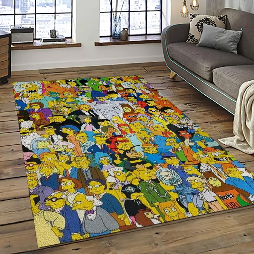 The simpsons characters cartoon movie carpet rectangle area rug for living room bedroom decor tss64 Rectangle Rug