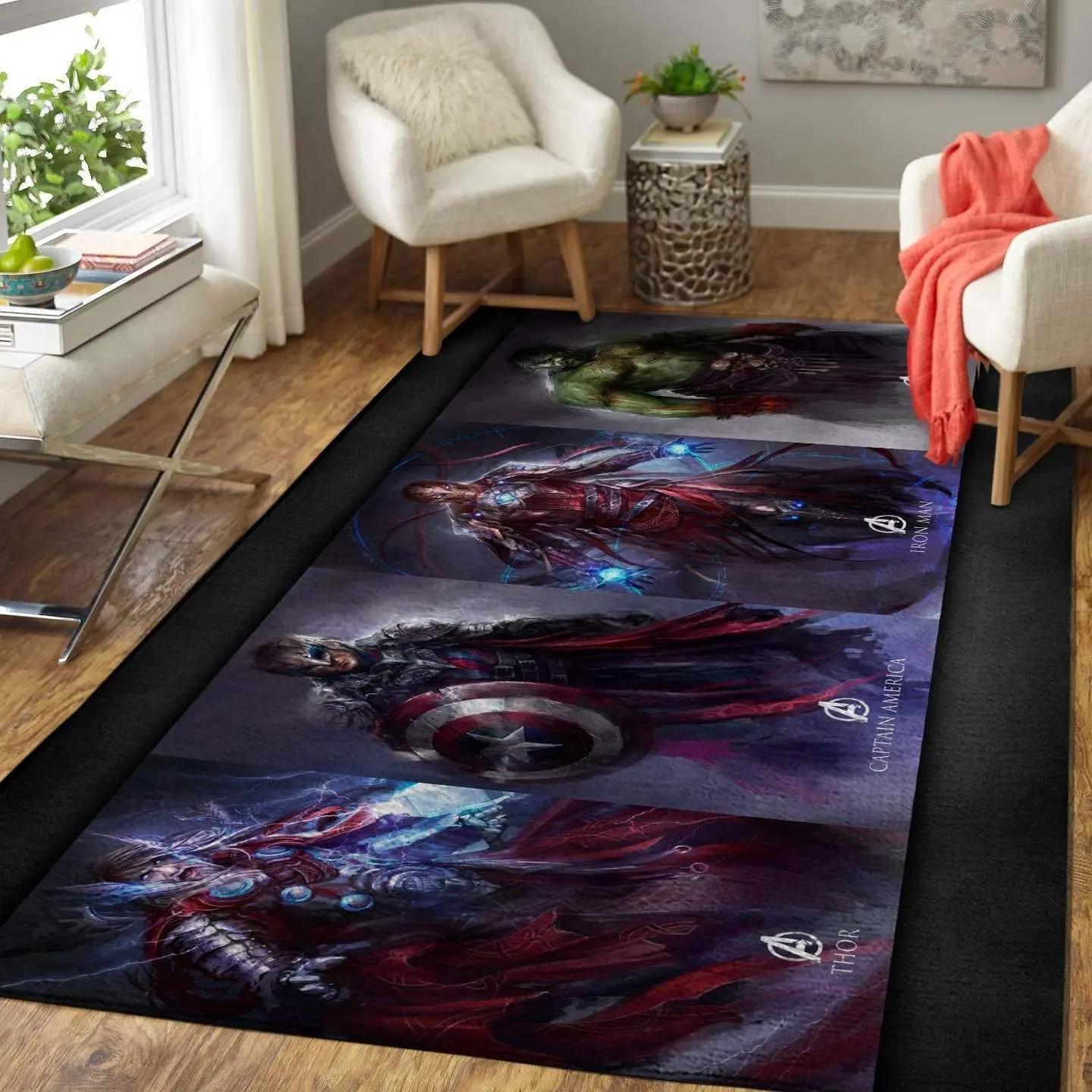 Thor captain america iron man & hulk area rugs 190916 marvel superhero Rectangle Rug