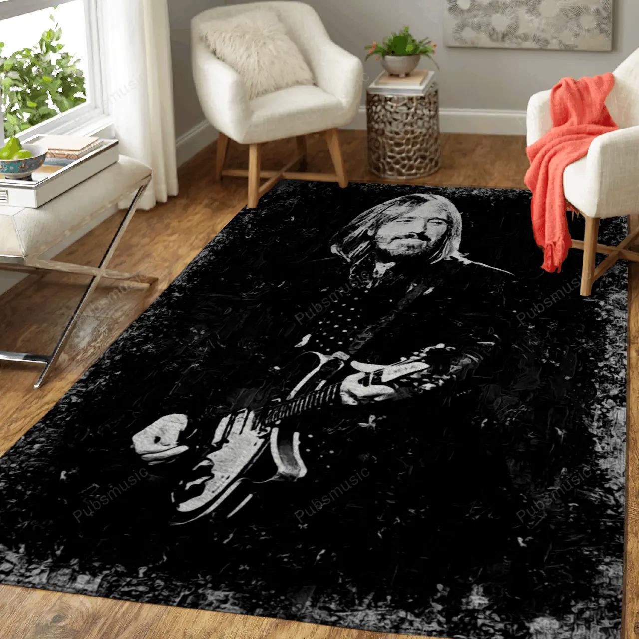 Tom petty music monochrome art for fans area rug living room carpet rug regtangle carpet floor decor home decor Rectangle Rug