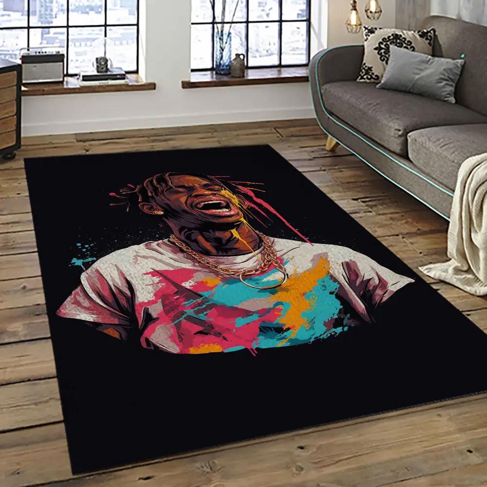 Travis scott rapper hiphop music retangle carpet area rug home decor best gift for fan and friends tst36 Rectangle Rug
