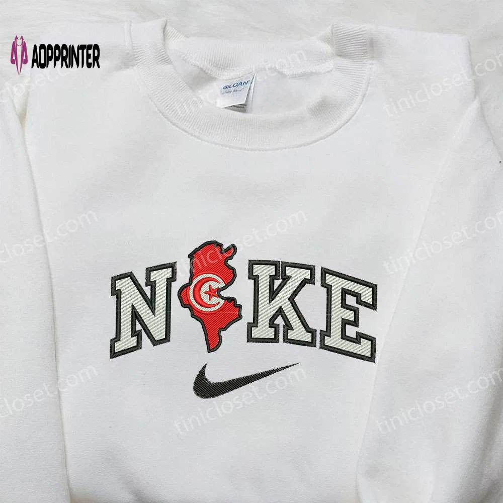 Tunisia x nike embroidered hoodie & shirt: perfect family gift nike-inspired design Embroidered Shirt