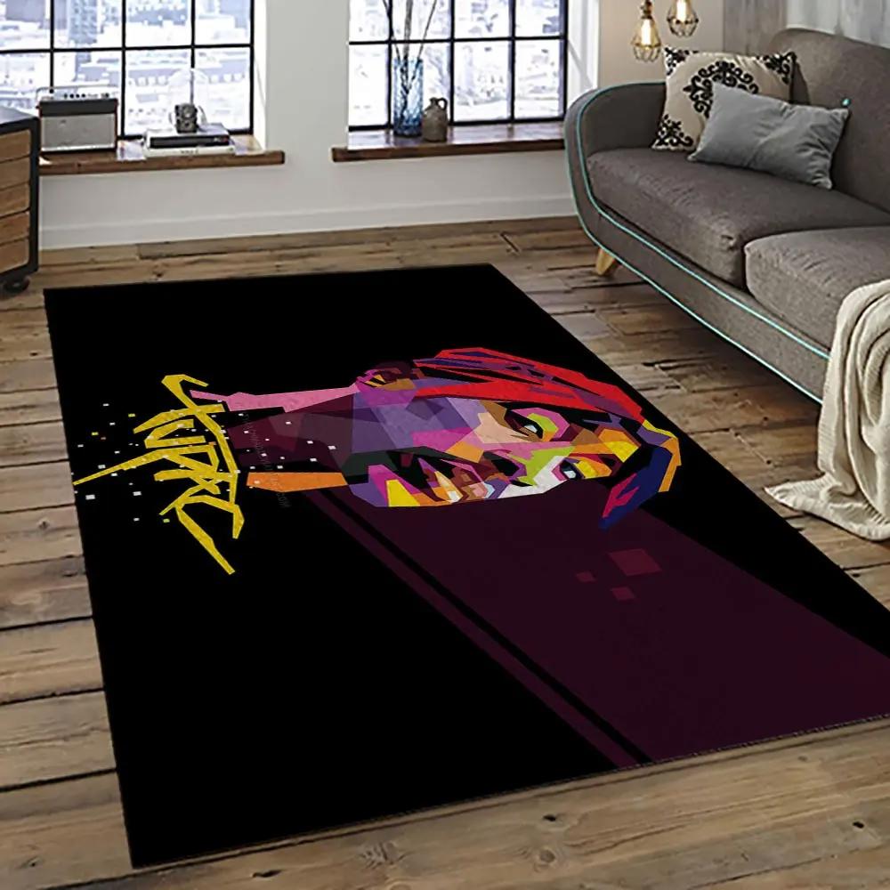 Tupac shakur rapper hiphop music rap carpet area rug home decor gift for fans gift for friends ts17 Rectangle Rug
