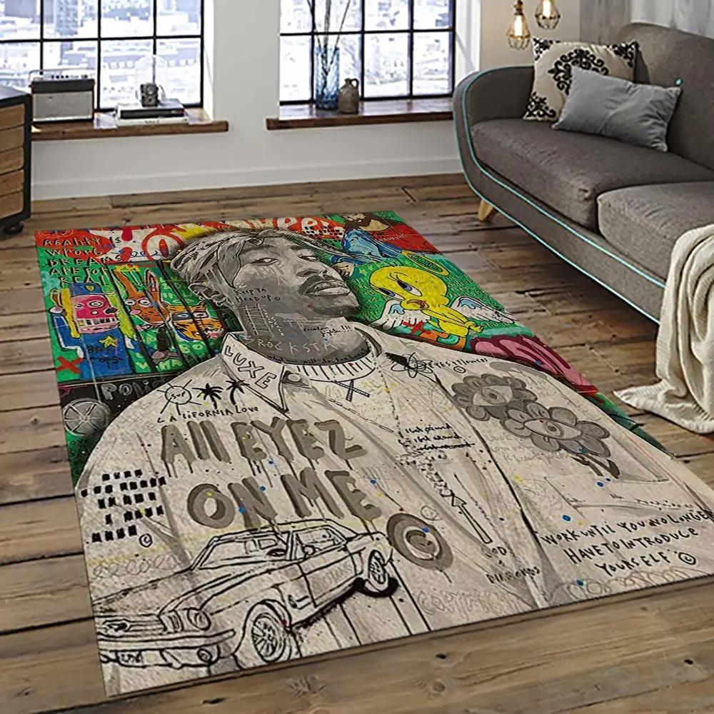 Tupac shakur rapper hiphop music rap carpet area rug home decor gift for fans gift for friends ts26 Rectangle Rug