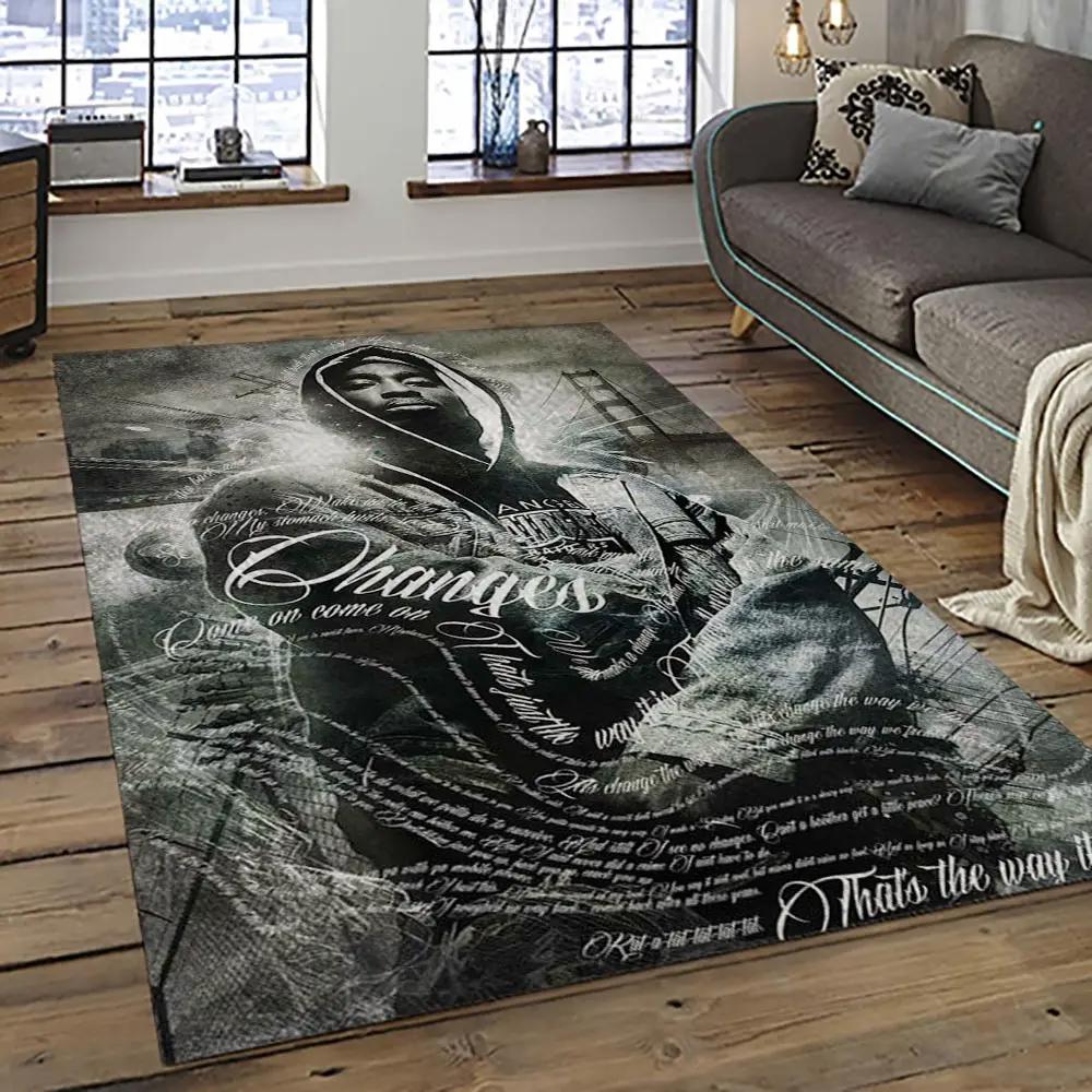 Tupac shakur rapper hiphop music rap carpet area rug home decor gift for fans gift for friends ts57 Rectangle Rug
