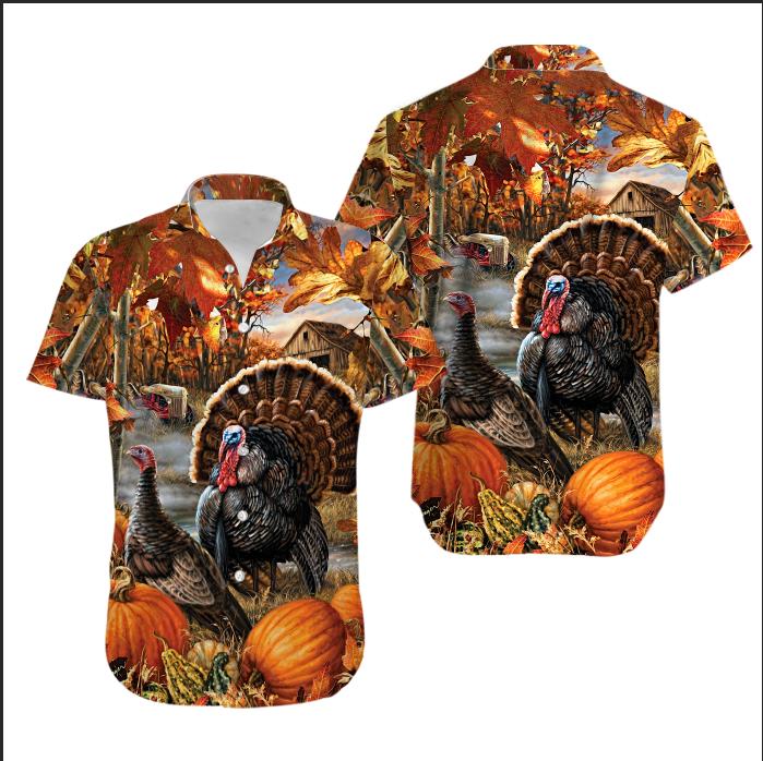 Turkeys fall thanksgiving hawaiian shirt Hawaii Shirt Shorts & Flip Flops