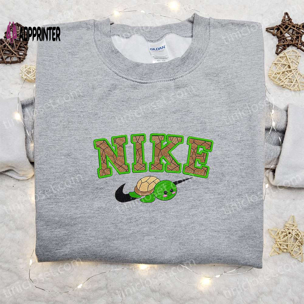 Turtle x nike embroidered shirt: animal & custom designs Embroidered Shirt